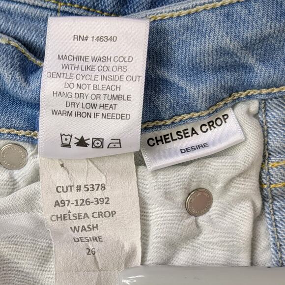 Amo Jeans Chelsea Crop Womens 26 Blue Straight Leg High Rise Distress Light Wash - Picture 10 of 11